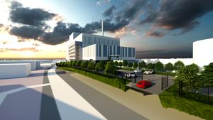 Computer image of how the Encyclis plant will look from Fryers Road