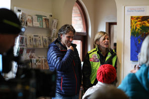 Zoe Ball on day two of the challenge, joined by John Bishop. Photo: Victoria Dawe Photography.