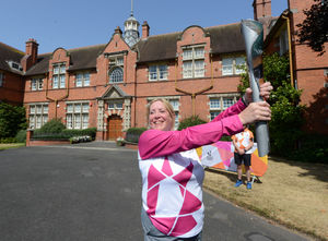 Baton-bearer Helen Bourton, from Newport, at Harper Adams University