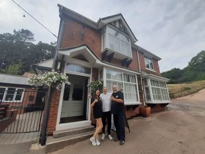 L-R: Lana Harvey, manager, with Nick Witts-Hewinson, co-owner, and Chris Massey, co-owner, at the Hill Tavern, Clent Hills, which reopened on August 1