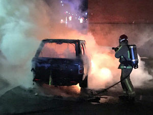 Supporting image for story: Pictures: Blaze which left car gutted in Wellington being treated as suspicious