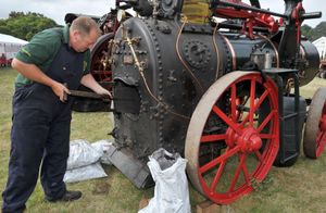 Andrew Tatton with his 1918 traction engine at Newport Show