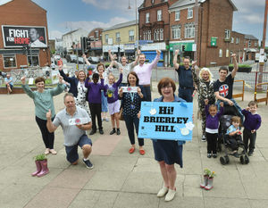 Councillor Anne Millward, Mayor of Dudley, with members of the community at the Brierley Hill in Bloom event