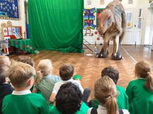 Supporting image for story: Prehistoric visitors are roaring success in Shropshire school workshops