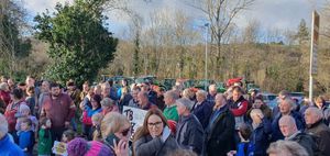 Farmers gathered in Newtown to make their feelings clear over the Welsh Government plans. Picture: Gill Bridgwater, from the No Farmers, No Food, No Future campaign