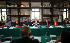 Middleport Pottery in Stoke was the backdrop for Thursday's cabinet meeting. Photo: Oli Scarff/PA Wire