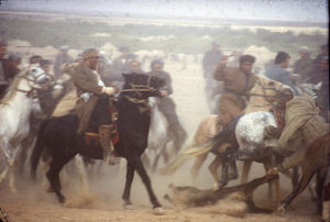Village buzkashi being played in Afghanistan