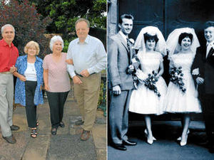 Supporting image for story: Double wedding couples mark golden anniversaries together