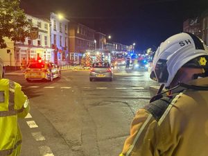 Supporting image for story: Dramatic scenes as firefighters tackled pub fire on a Shropshire town high street