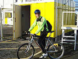 Supporting image for story: Trainee on his bike for latest project