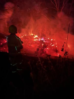 Fire crews tackling the late night incident. Picture: Bridgnorth Fire Station