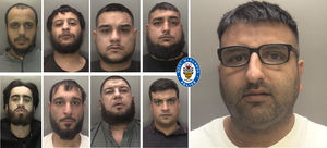 Clockwise from top left - Mohammed Butt, Anwar Awais, Nowshad Mohammed, Sohail Hussain, Mohammed Imran Khan, Mohammed Ishaq, Riaz Mohammed, Kaleem Khan and Ahmed Iqbal. Photo: West Midlands Police