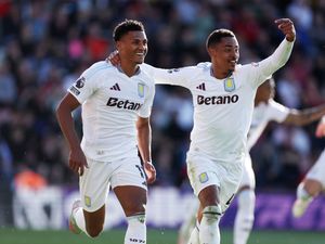 Ollie Watkins, left, and Jacob Ramsey celebrate Aston Villa's first goal at Bournemouth