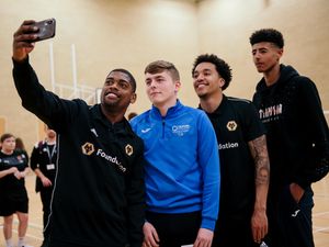 Supporting image for story: Wembley-bound Wolves stars visit college campus - with pictures
