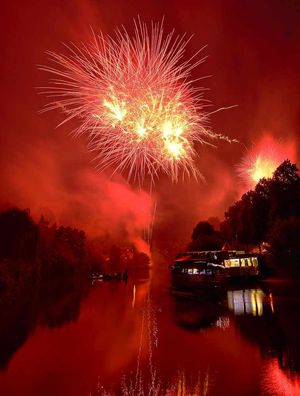 Fireworks seen from Pengwern Boathouse