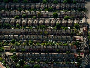 An aerial view of houses in London