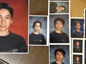 Supporting image for story: This guy wore the same T-shirt for seven years of school photographs