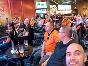 Western Australia Wolves supporters with a beaming Luke Clarke