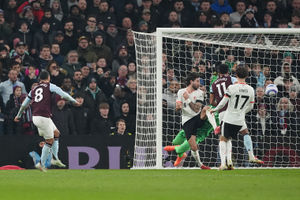 Aston Villa's Youri Tielemans fires his side level