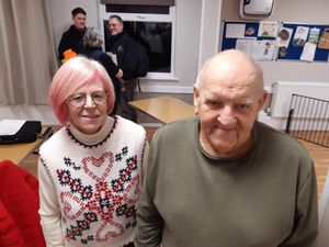Hollinswood and Randlay Parish Council chairman Councillor Sheenagh Unwin, left, with grateful resident Stephen Knott. Picture: LDRS