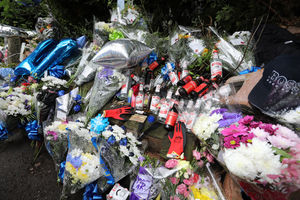 Tributes left at the scene of the fatal crash in Bosty Lane, Aldridge, where a 17-year-old died on Friday.