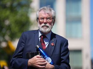 Former Sinn Fein president Gerry Adams arrives at the High Court in Dublin