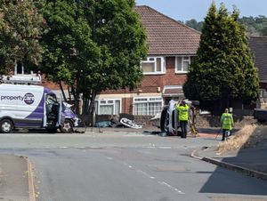 The front of the van could be seen heavily damaged due to the crash