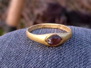 Supporting image for story: Metal detectorists find 700-year-old ring in field near Oswestry