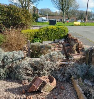 Damage after the car crashed into a wall on Worton Road