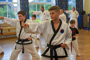Students at Bridgnorth Tae Kwon-do club go through their paces.