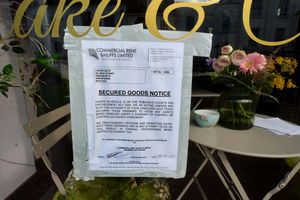 Carrie England has had a bailiffs' sign posted on the door