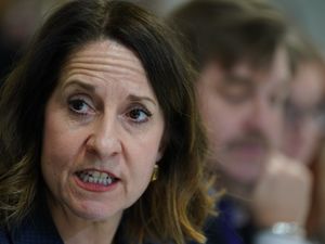 Liz Kendall speaks during a meeting in Peterborough