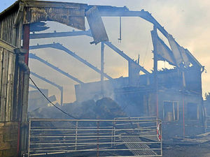 Supporting image for story: Tonnes of hay and a tractor go up in flames after Shropshire barn fire