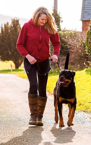 Pawfect play – Heather walks a dog