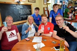 Paul Taylor, Deb Holdcroft, Alex Holdcroft, Sam Taylor, Luke Taylor and Jon Holdcroft at The Old Bush Inn, Albrighton 