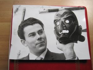 Brian Jackson in his 20s with the Japanese Somen mask from the Edo period.