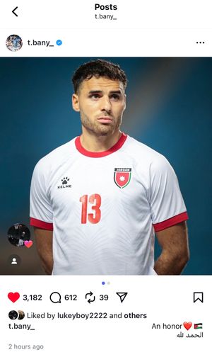 Albion's Tammer Bany described winning his first cap for Jordan as "an honour". Pic: Tammer Bany/Instagram