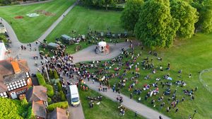 The crowd gathering ahead of the event.