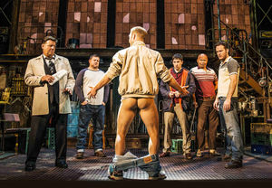 Andrew Dunn, Kai Owen, Chris Fountain (back), Antony Lewis, Louis Emerick, Gary Lucy in The Full Monty. Pic: Matt Crockett