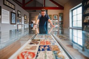 A man admiring displays at Jackfield Tile Museum