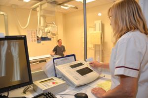 An X-ray being carried out at Shropshire Community Health Trust