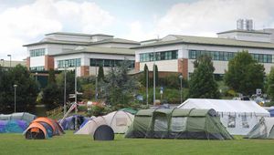 Tents outside the hospital.