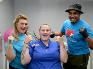 Supporting image for story: Ellie braves the shave in memory of baby daughter Harper