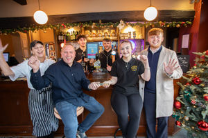 Staff at The Elephant & Castle pub in Dawley, one of the 2024 High Street Heroes winners, pictured with Ollie Vickers of Telford & Wrekin Council