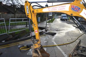 Water leak: Taken at Upper Road, Meole Brace, by Stephen Bennett from Shrewsbury