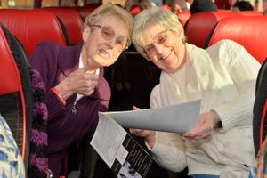 Sue Westley from Willenhall and Eileen Parry from Bentley check the maps and plan for the day