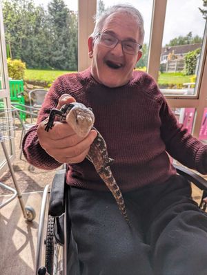 Resident Alan making friends with a lizard 