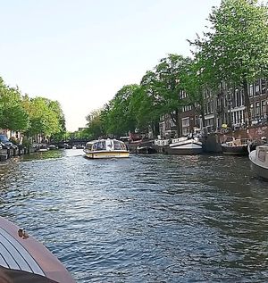 A canalside view of Amsterdam
