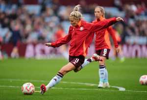 Aston Villa's Rachel Daly warms up before the Barclays Women's Super League match at Villa Park, Birmingham. Picture date: Sunday March 23, 2025.