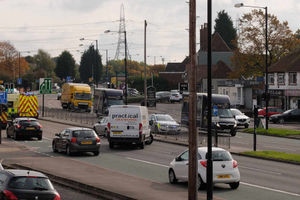 The scene of the suspected hit-and-run in Birmingham Road, Great Barr